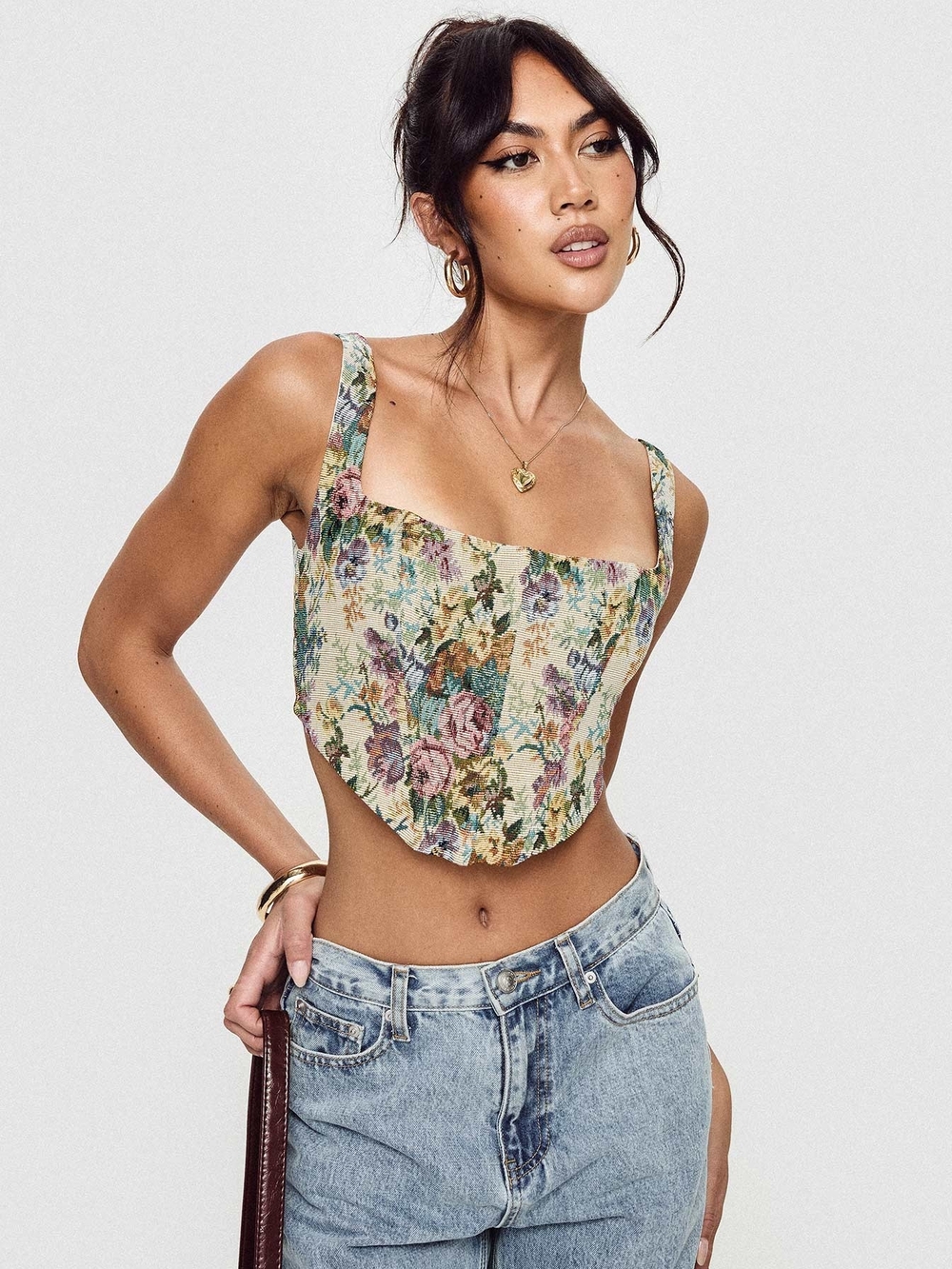 NWTs Princess Polly Tender Heart Corset Top Multi